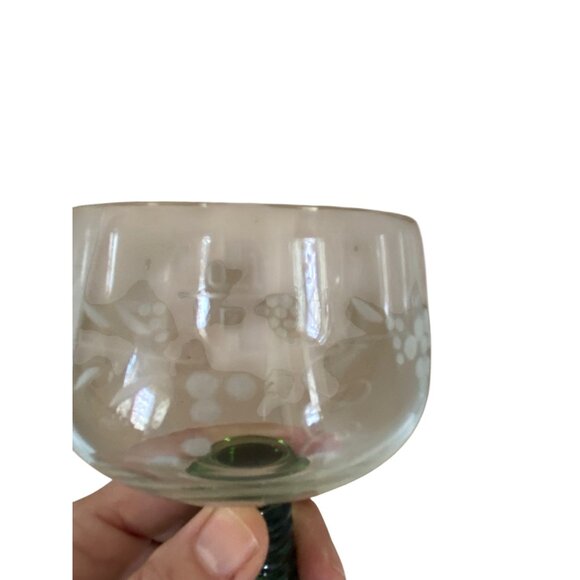 Schott Zwisel 5 Crystal Wine Goblets Glasses Beehive Stems Etched Floral Design - Picture 5 of 10